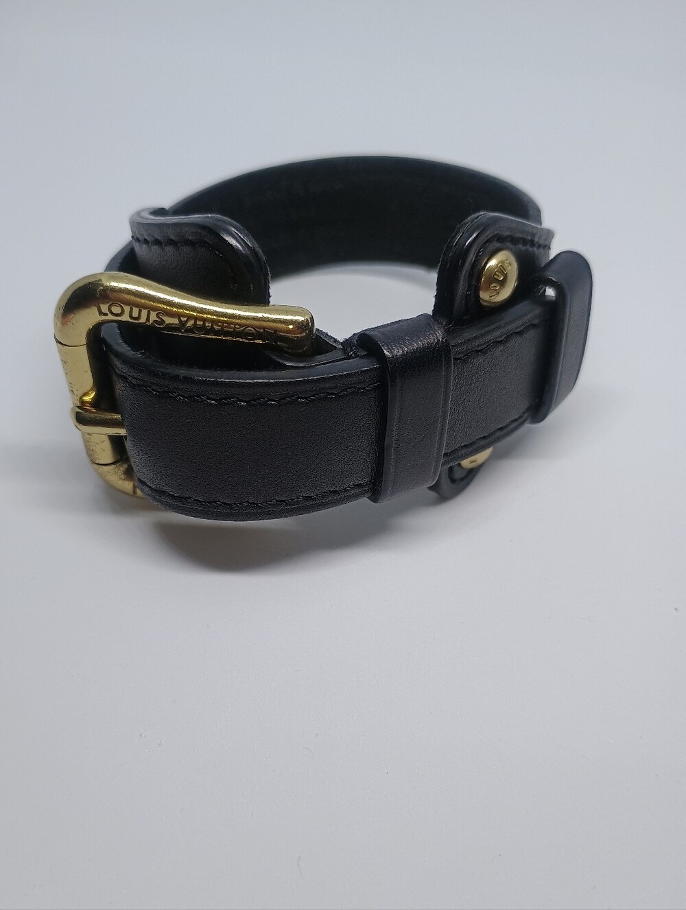 Louis Vuitton Theda Bracelet In BLK W/Gold Hardware - Picture 7 of 8